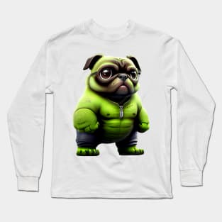 Green Pug Mutant - Angry Superhero Pug T-Shirt Design Long Sleeve T-Shirt